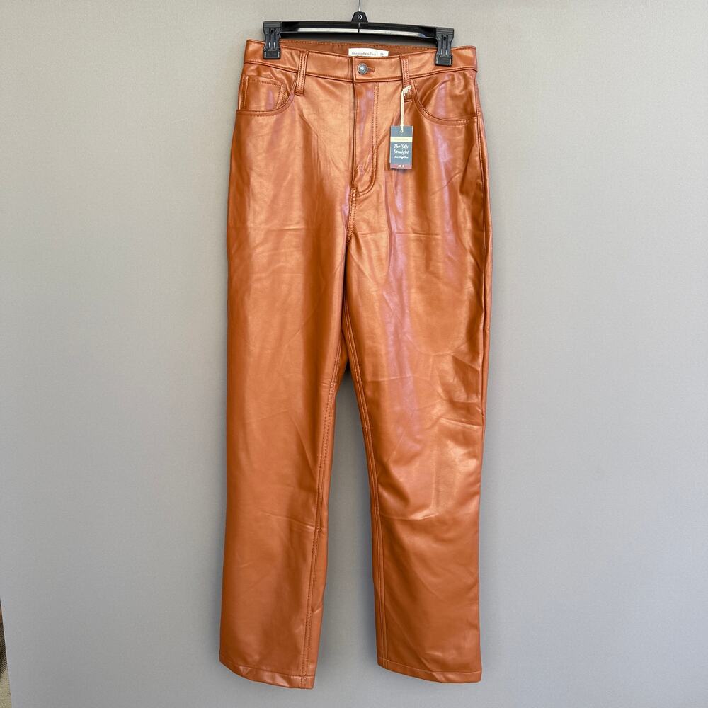 NWT Abercrombie & Fitch faux leather pants -The 90s Straight Ultra High Waist 29